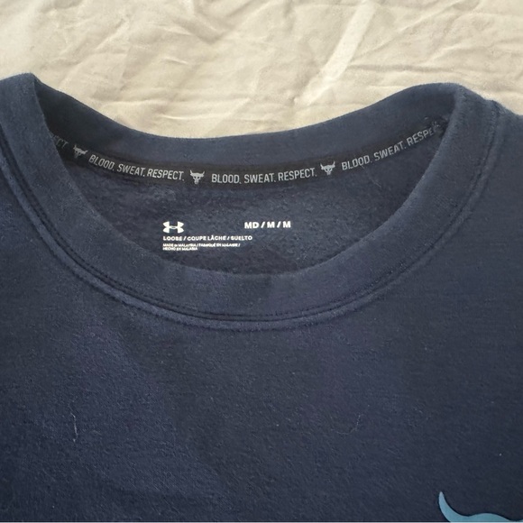 Under Armour Project Rock Crewneck Sweater with Turquoise Trim - Picture 3 of 6